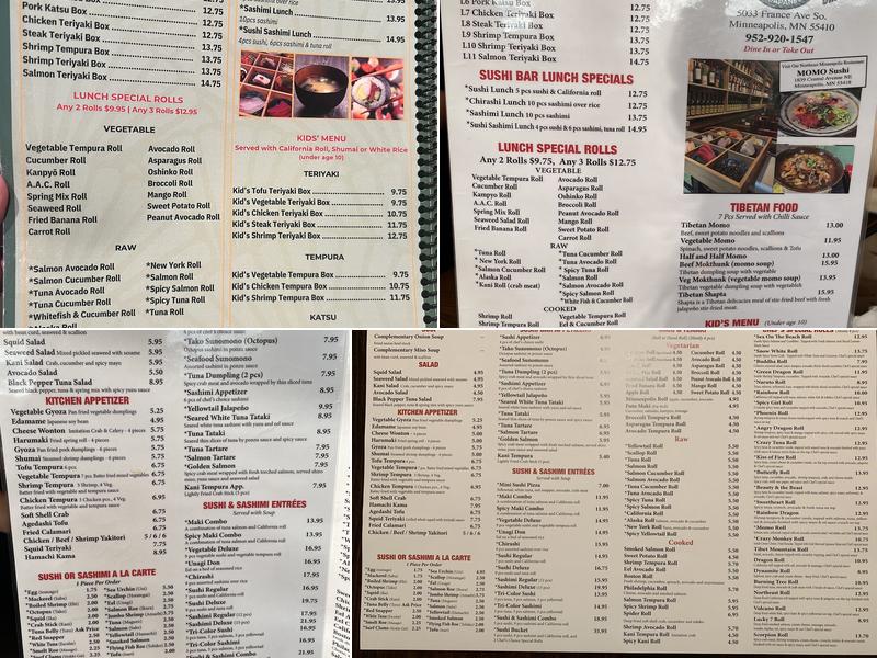 AMA Sushi Menu