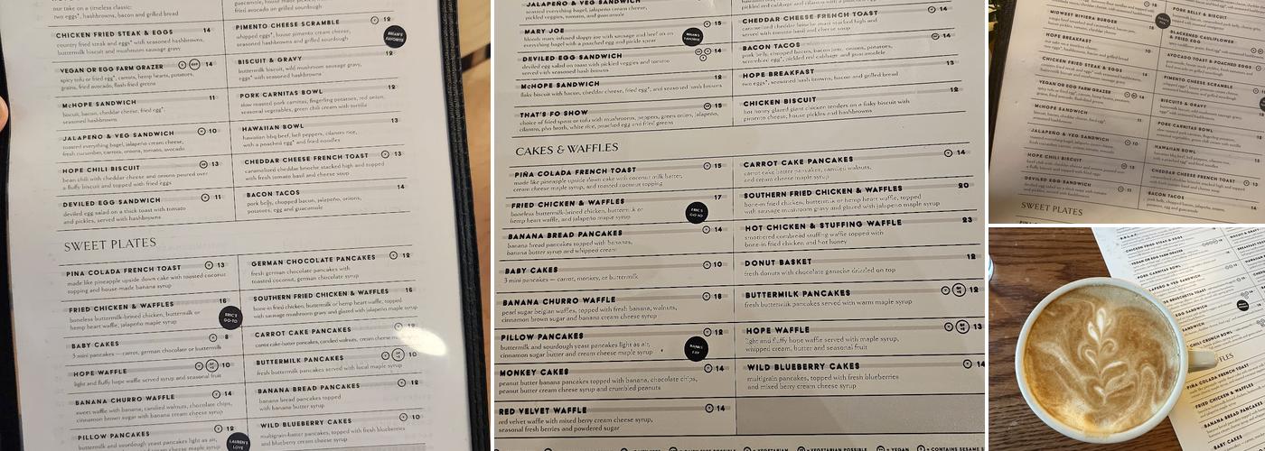 Hope Breakfast Bar - St. Louis Park Menu