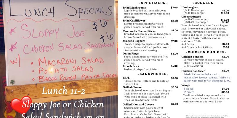 Little Mike and Moe's Menu