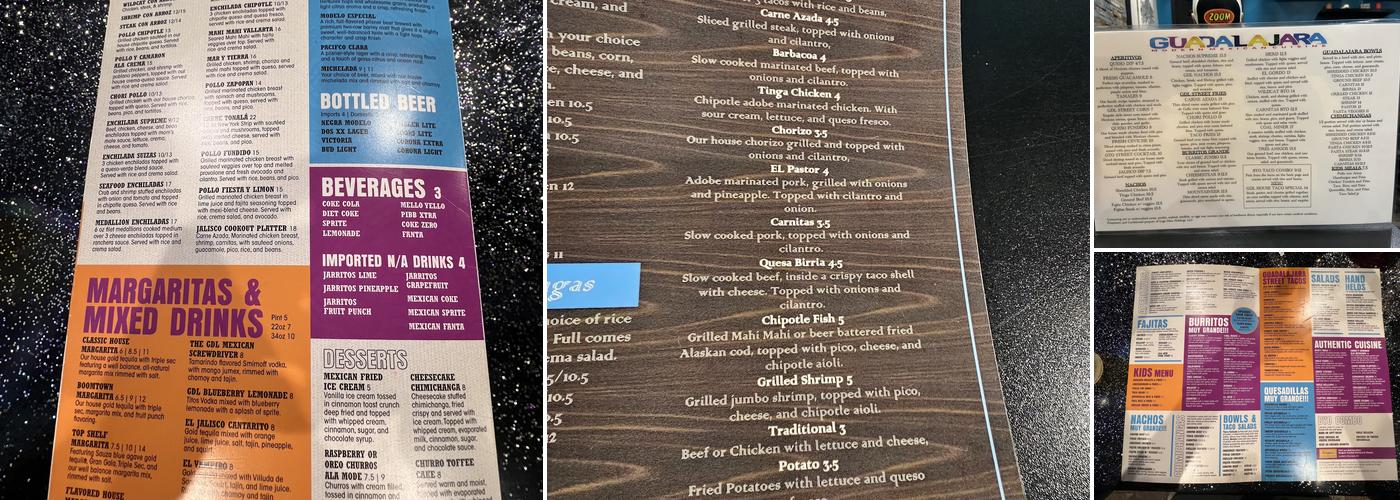 Guadalajara Modern Mexican Menu
