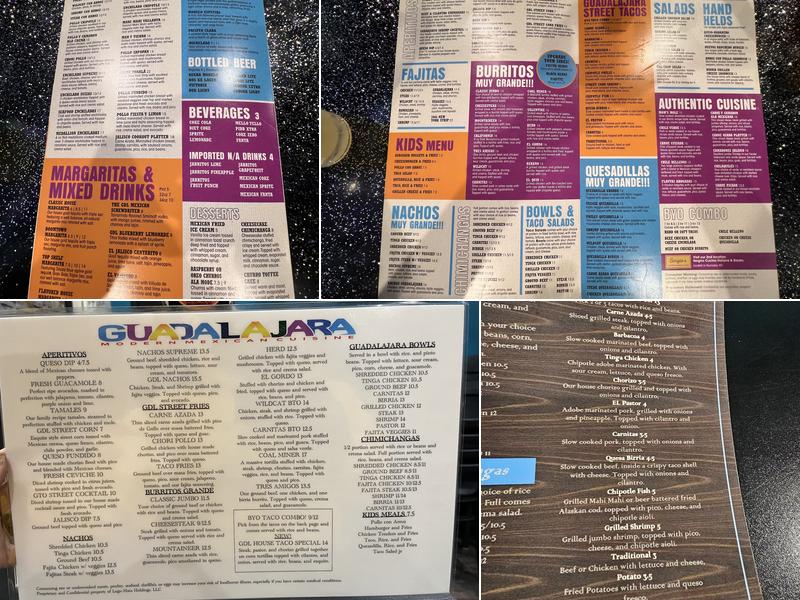 Guadalajara Modern Mexican Menu