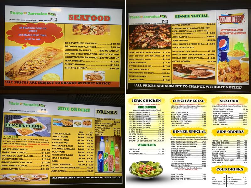 Taste of Jamaica Menu