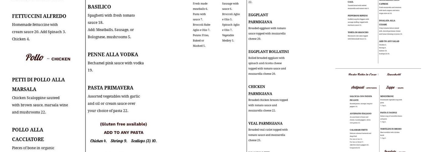 Al Dente Ristorante Menu