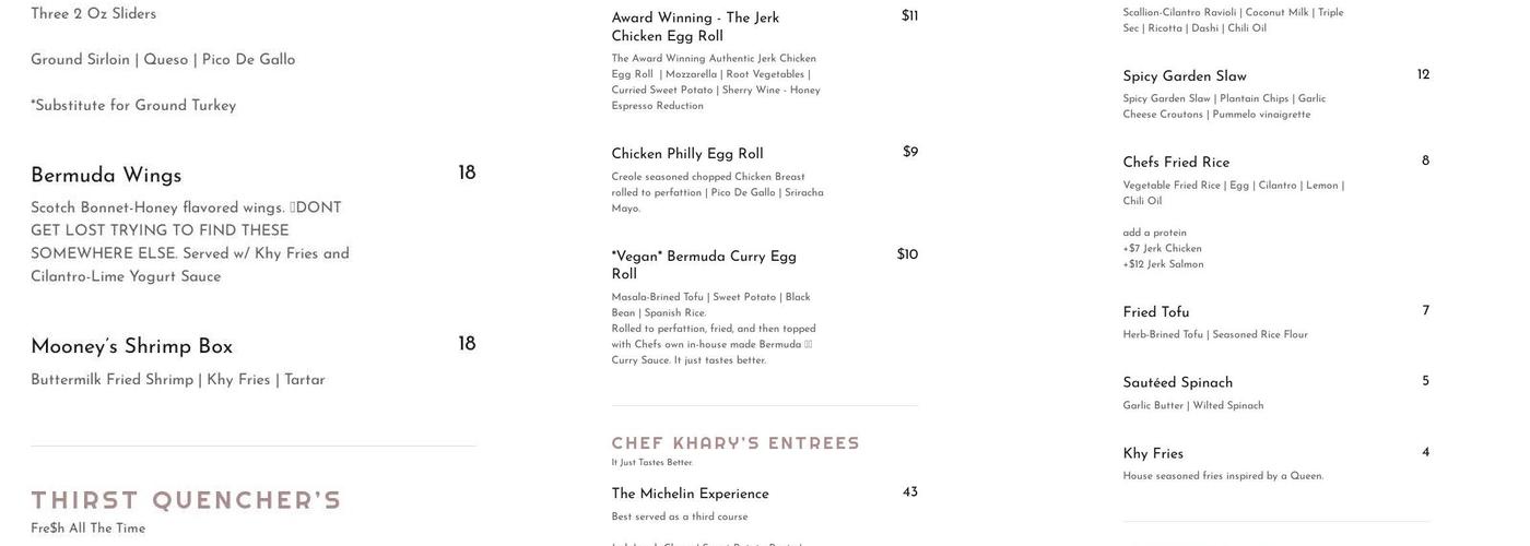 The FATT Kitchen Menu