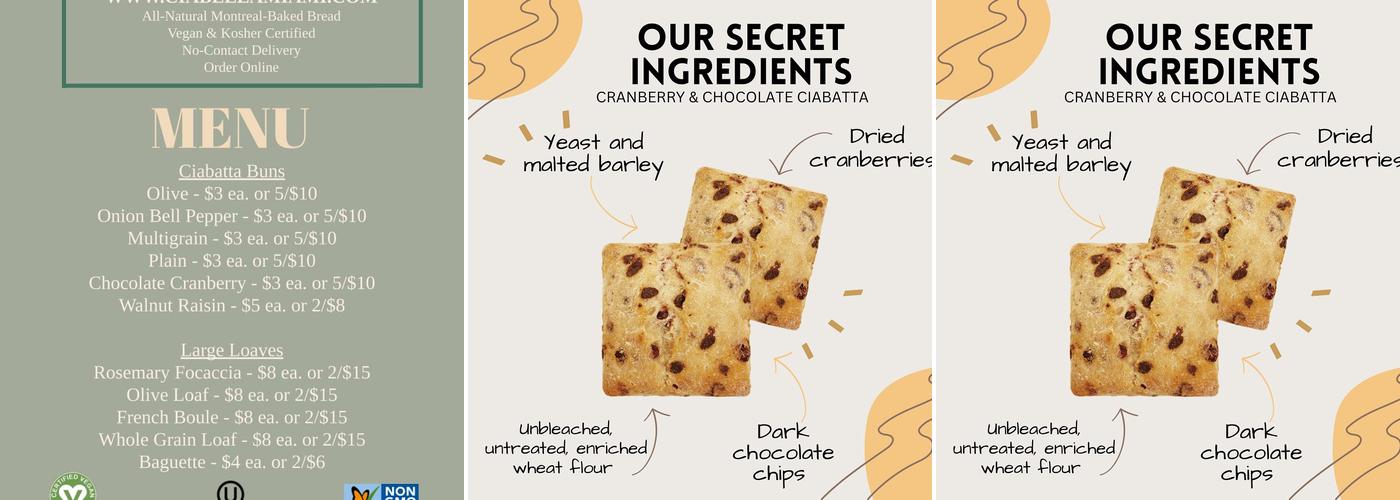 Ciabella Bakery Menu