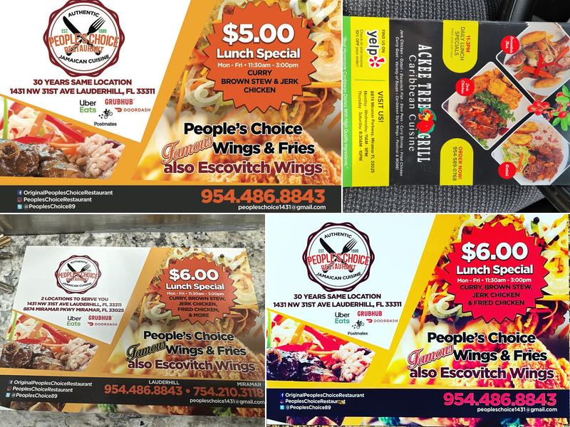 People's Choice Menu