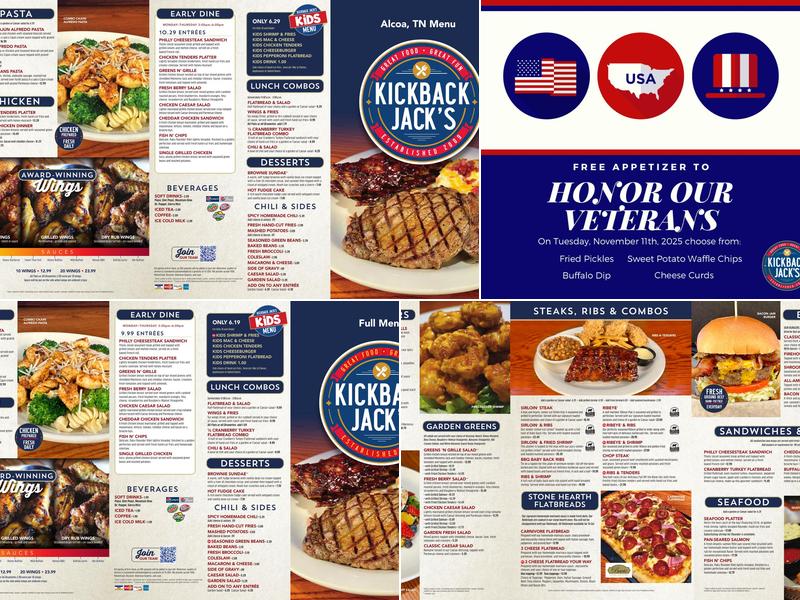Kickback Jack's Suffolk Menu