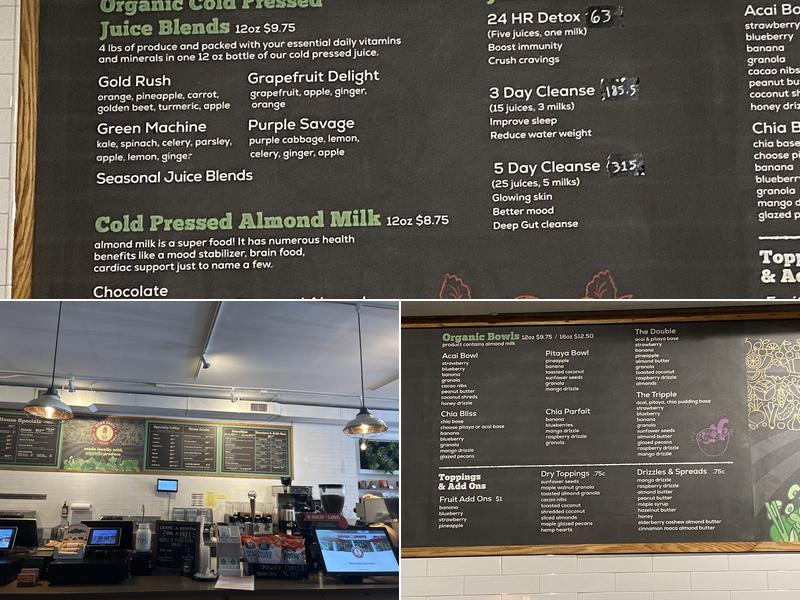 Moon Shots Juice Co. Menu