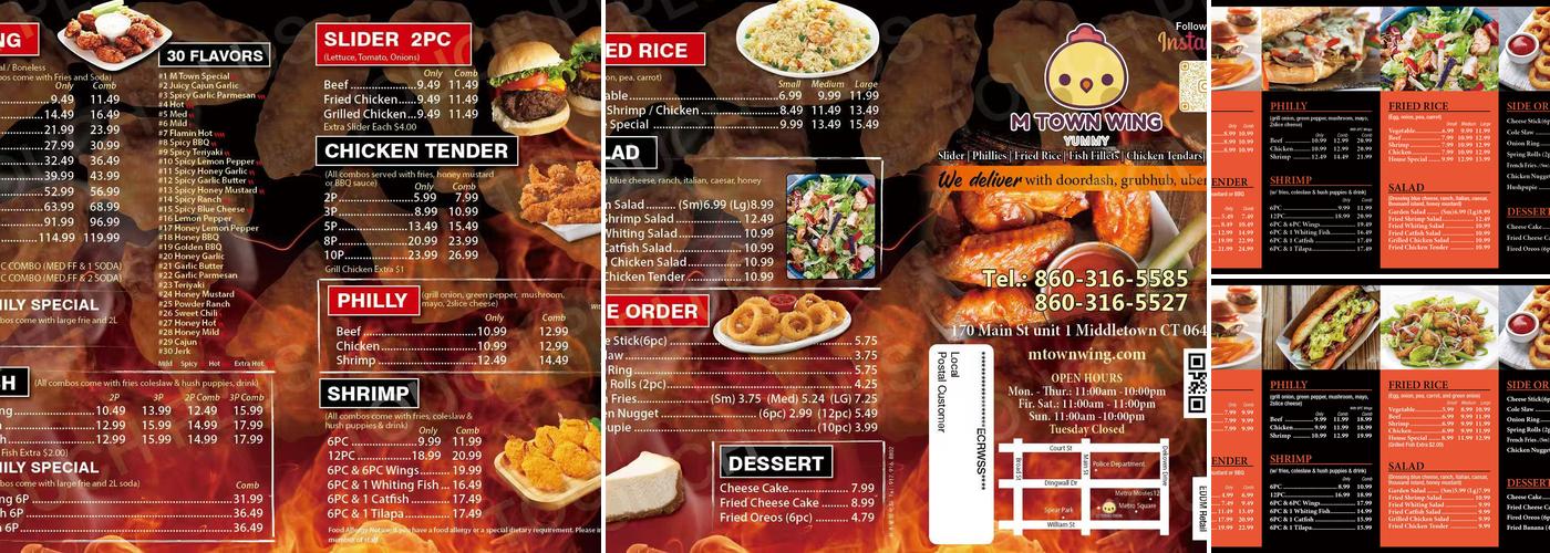 M TOWN WING Menu