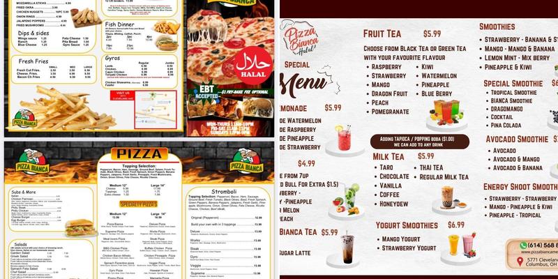Joys pizza Menu