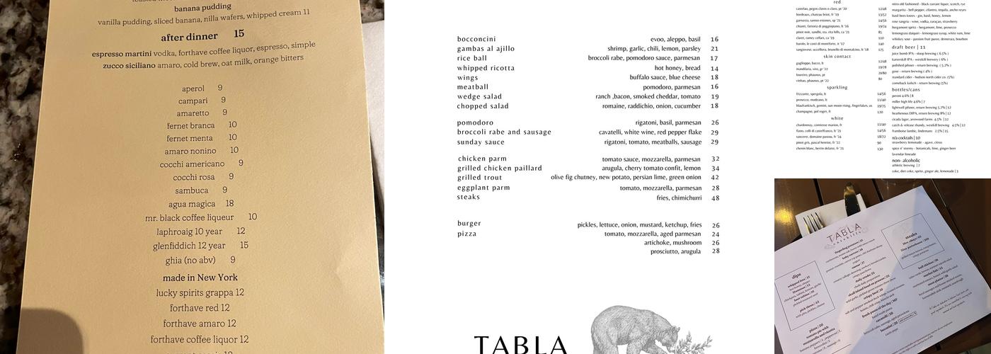 Tabla Menu