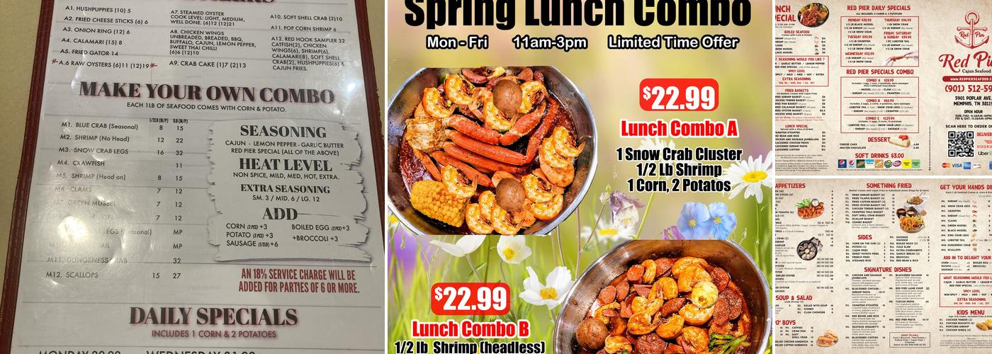 Red Pier Cajun Seafood & Bar - Service Rd. Menu