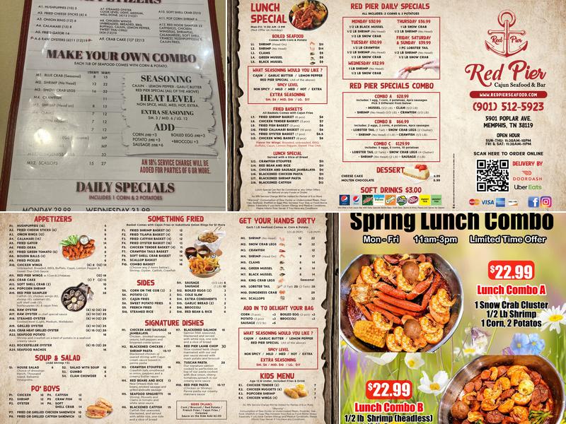 Red Pier Cajun Seafood & Bar - Service Rd. Menu
