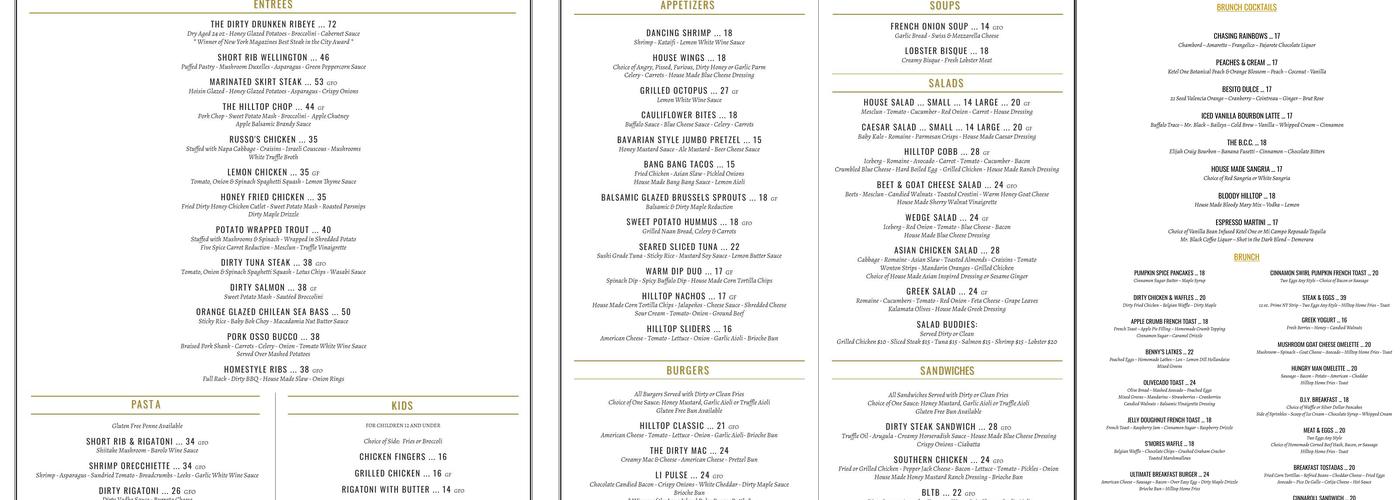 Hilltop Kitchen & Bar Menu