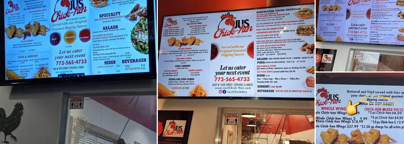 Jus Chick-Hen Inc Menu