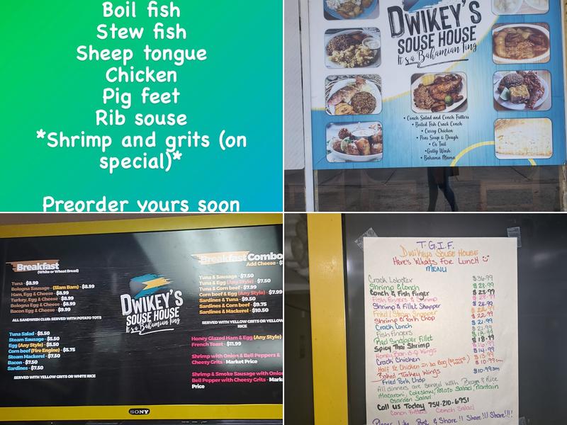 Dwikey's Souse House Menu