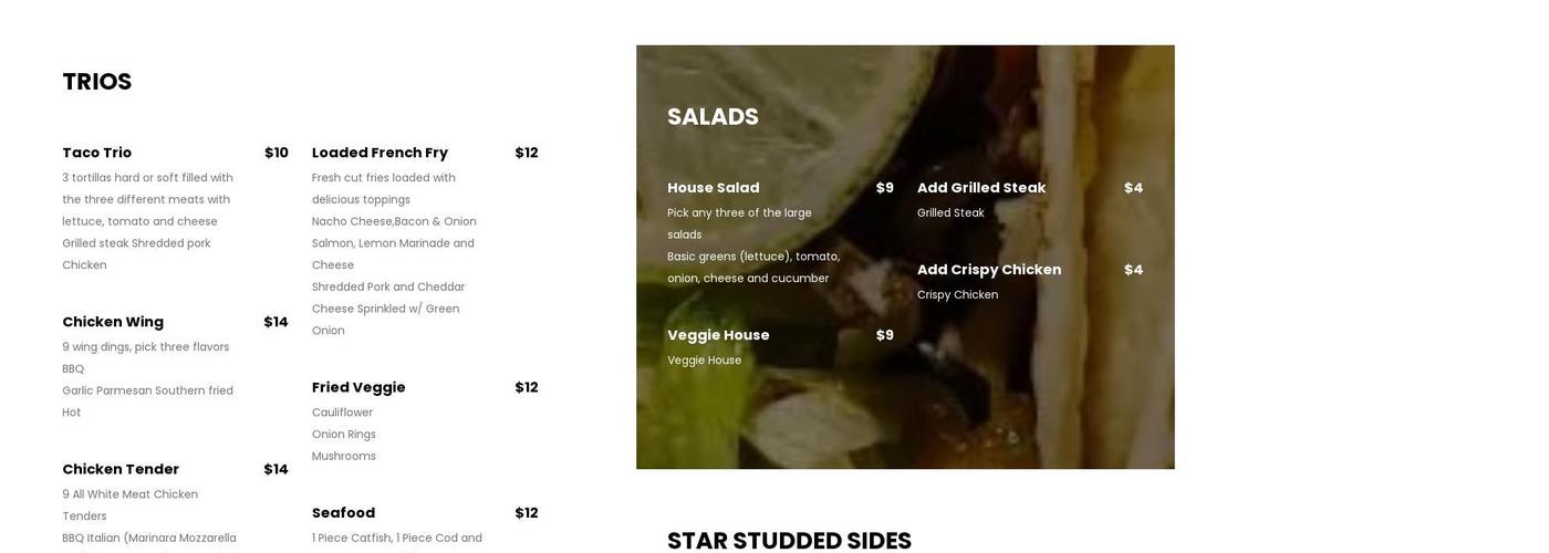 Starz Menu