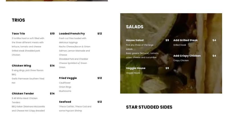 Starz Menu