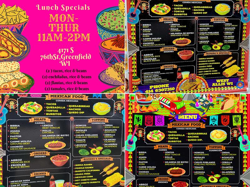 Romero’s Taco Truck Menu