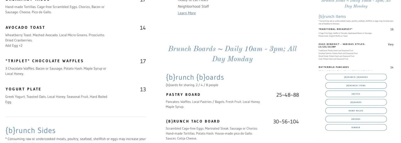 Point B Menu