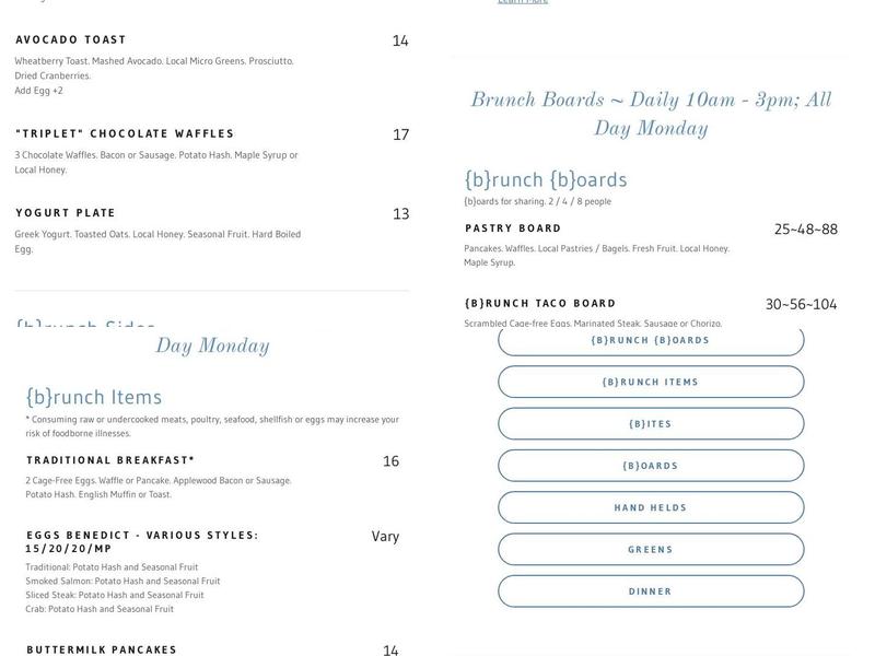 Point B Menu