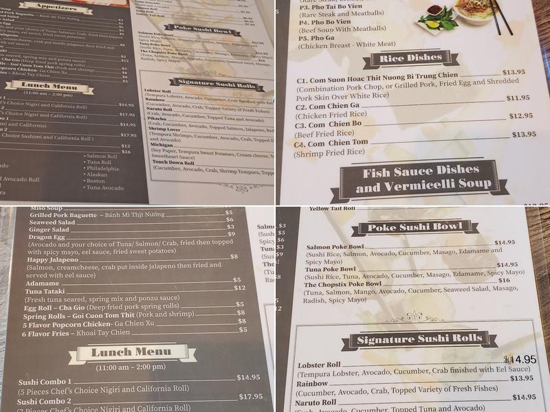 The Chopstix Menu
