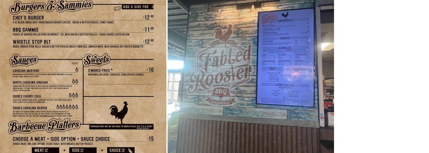 The Fabled Rooster Menu