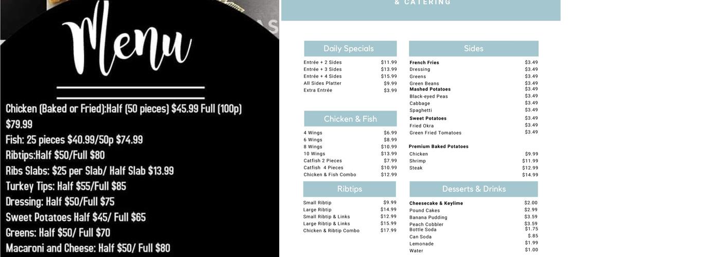 D AND DEE CATERING Menu