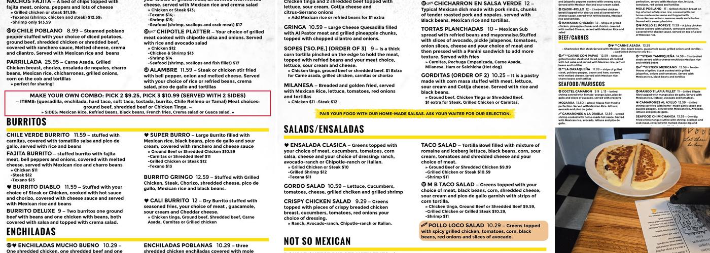 El Mexicano Tacos & Tequila Menu