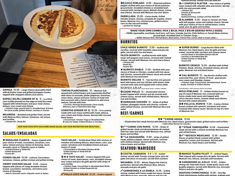 El Mexicano Tacos & Tequila Menu