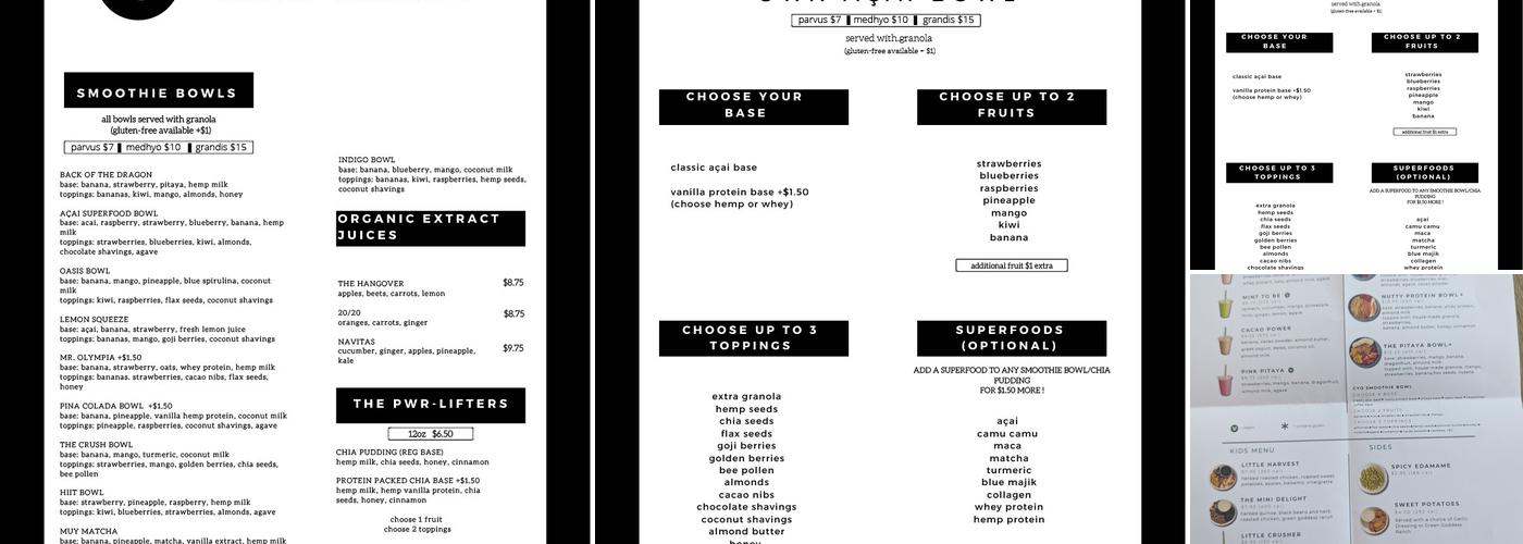 Crush Superfoods Menu