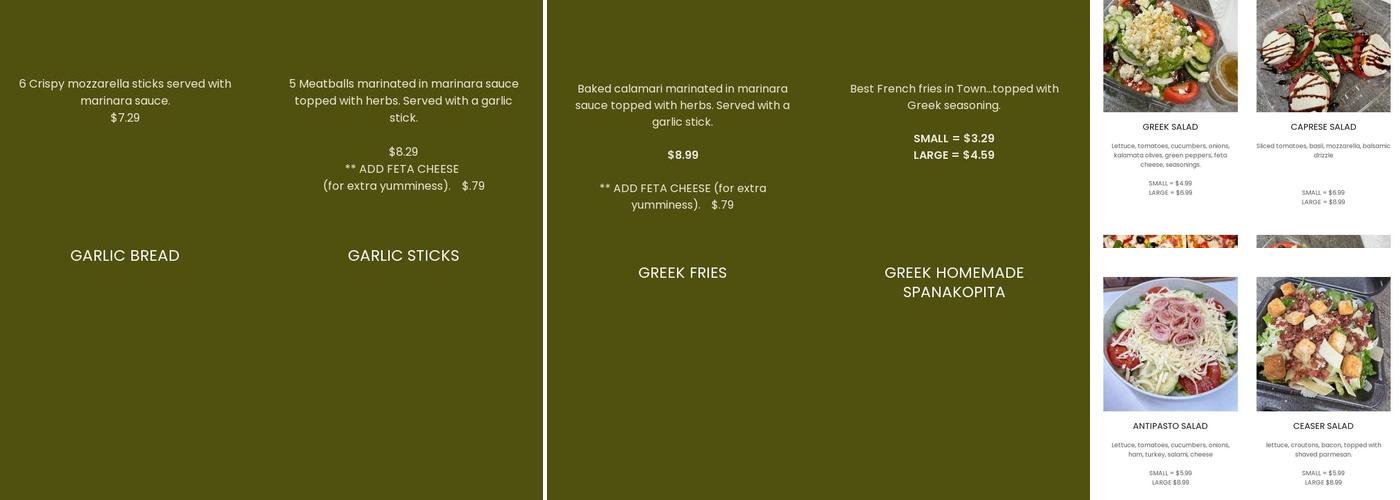 Marinos Pizza House Menu