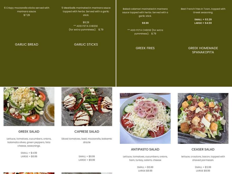 Marinos Pizza House Menu