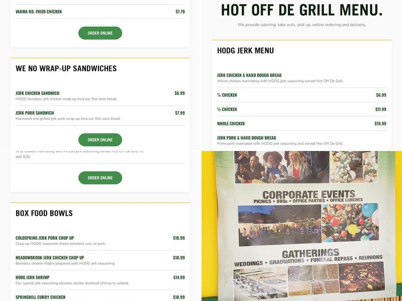 Hot Off De Grill Menu