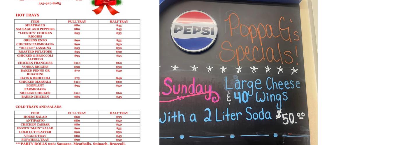 Poppa G’s Pizzeria & Family Kitchen Menu