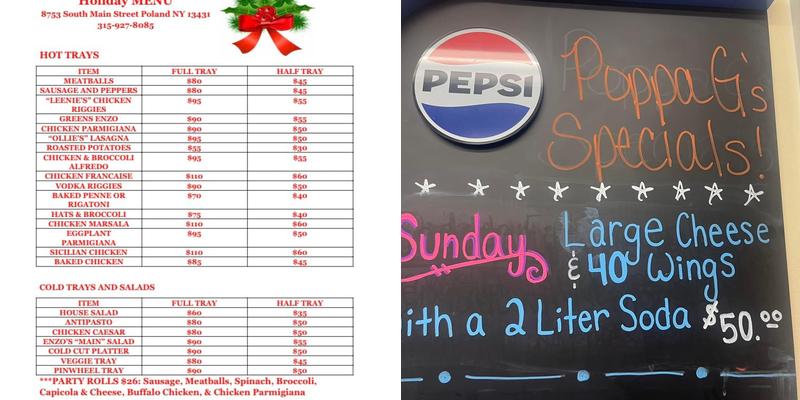 Poppa G’s Pizzeria & Family Kitchen Menu