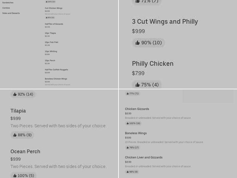 Sharks Fish and Chicken Menu