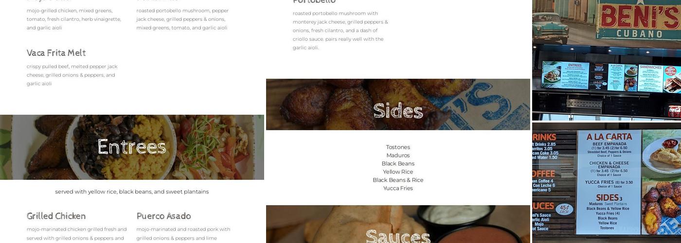 Beni’s Cubano Chattanooga Menu