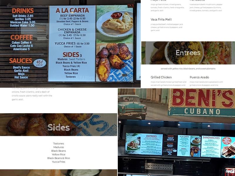 Beni’s Cubano Chattanooga Menu