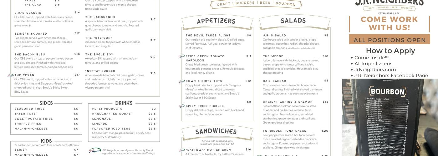 J.R. Neighbors Menu