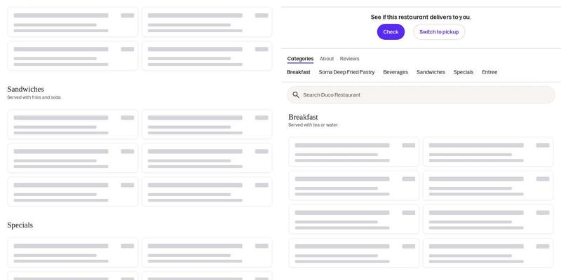 Dur Dur Restaurant Menu