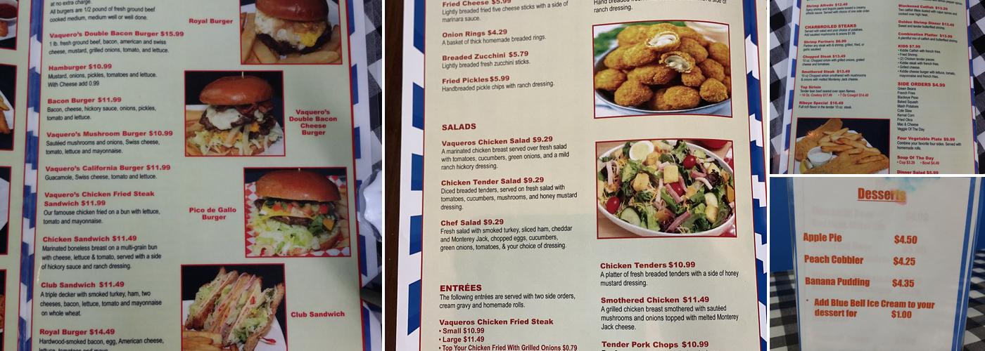 Vaqueros Grill Menu