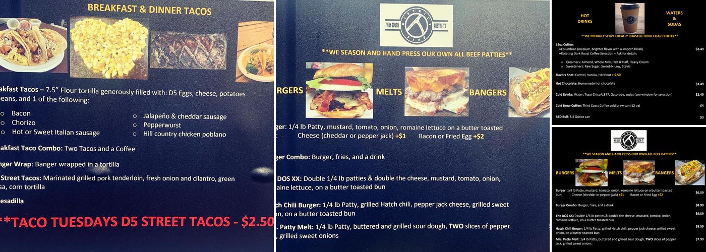 District Five Menu
