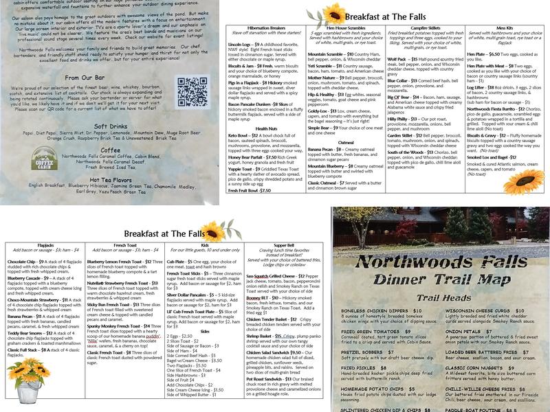 Northwoods Falls Menu