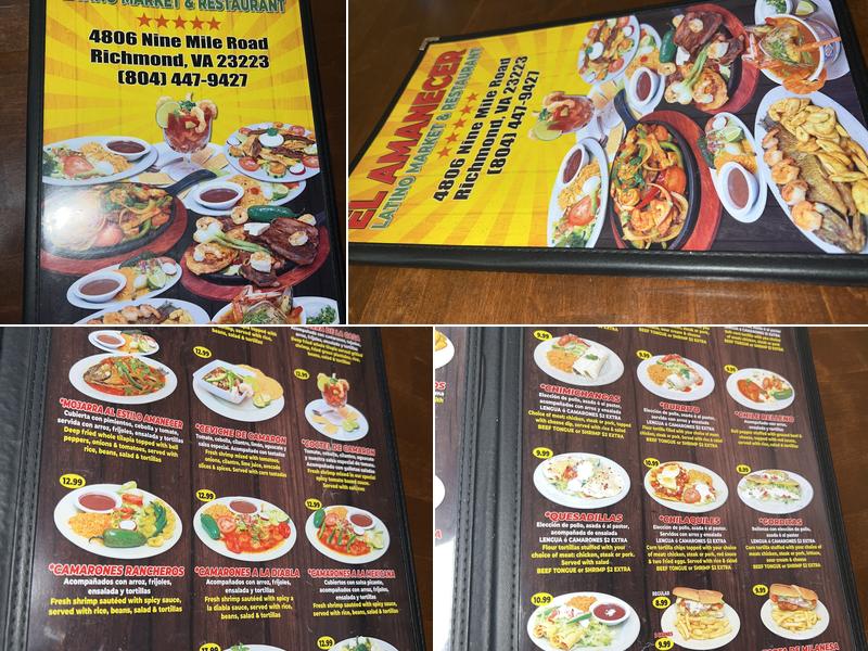 El Amanecer Latino Market and Restaurant Menu