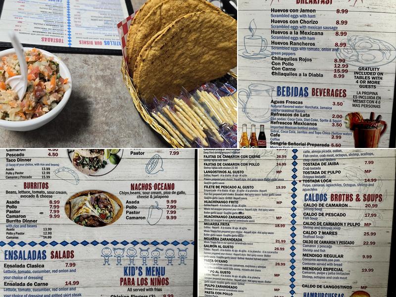 Mariscos El Oceano Menu