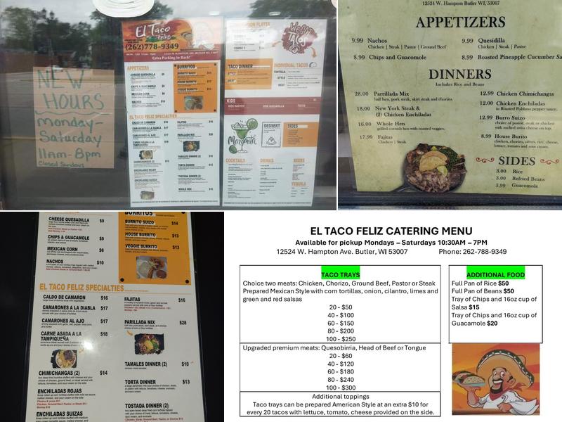 El Taco Feliz Truck Menu