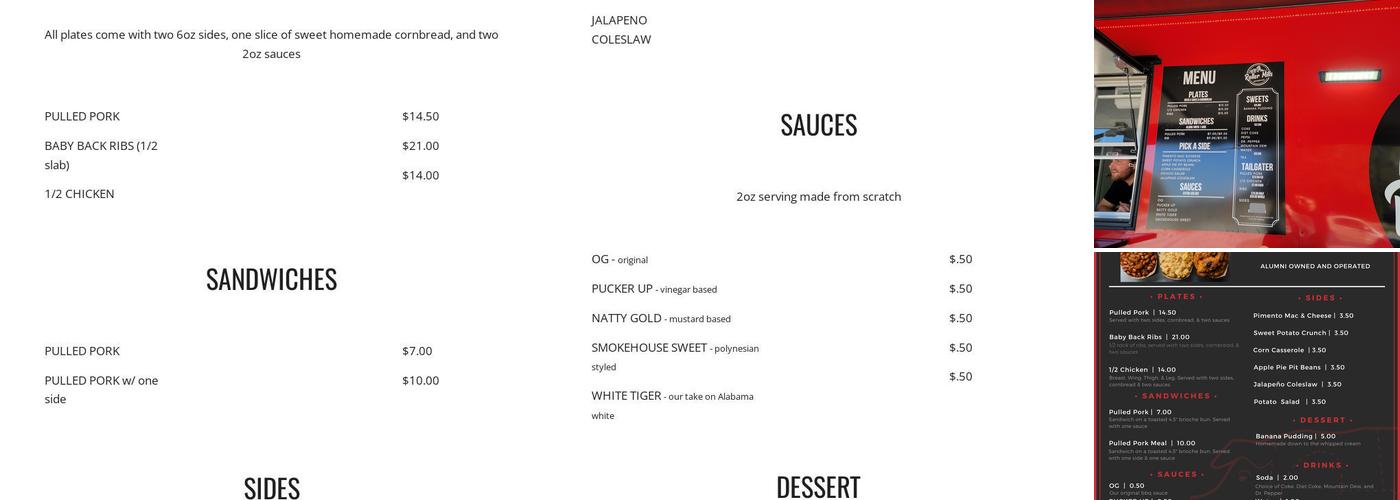 Roller Mills Smokehouse Menu