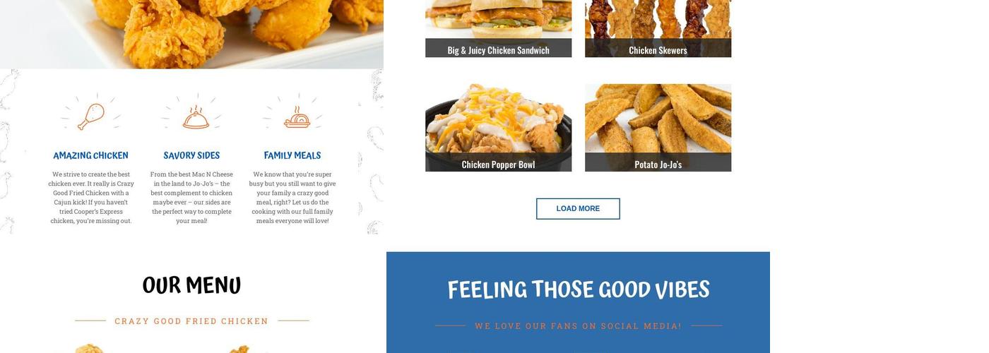 Cooper's Express Menu