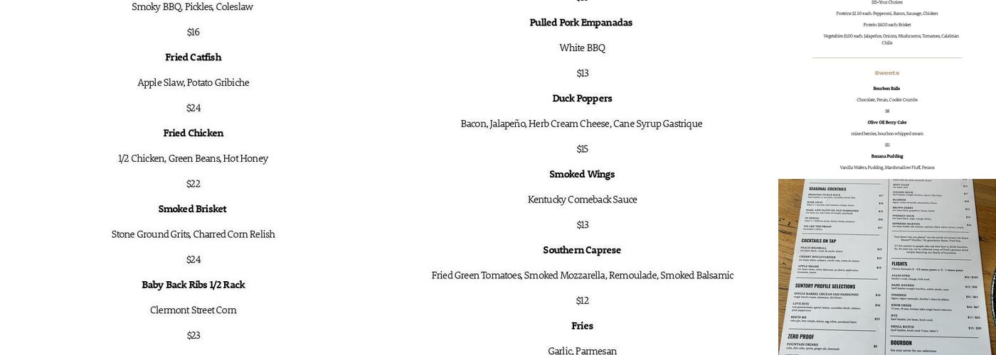 The Kitchen Table Menu